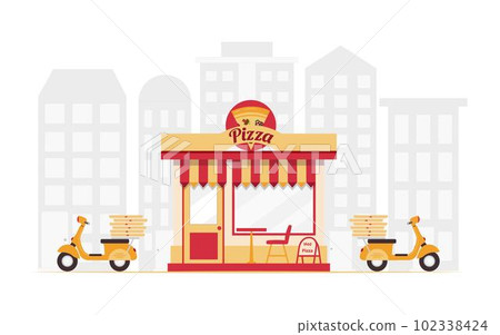 Food online order smartphone. Pizza delivery. Food delivery concept for banner, website design or landing web page. Food online order smartphone. Pizza delivery. Food delivery concept for banner, website design or landing web page. 102338424