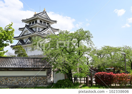 Sunomata Ichiya Castle(岐阜縣大垣市)和清新的綠色天空 Sunomata Ichiya Castle(岐阜縣大垣市)和清新的綠色天空 102338606