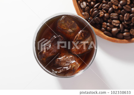 iced coffee and coffee beans iced coffee and coffee beans 102338633