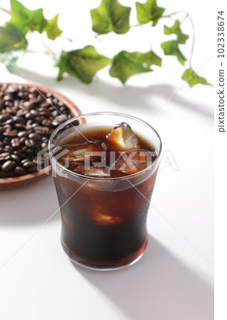 iced coffee and coffee beans iced coffee and coffee beans 102338674