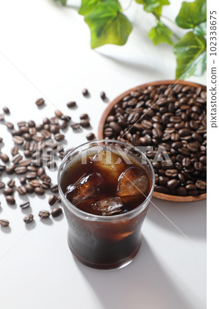 iced coffee and coffee beans iced coffee and coffee beans 102338675