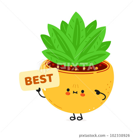 Cute funny Indoor plant poster best character. Vector hand drawn cartoon kawaii character illustration. Isolated white background. Indoor plant poster 102338926