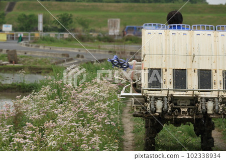 Rice transplanter Rice transplanter after rice planting 102338934