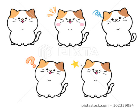 Yurukawa calico cat facial expression set 102339084
