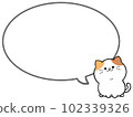 Speech bubble of a troubled loose cute calico cat 102339326