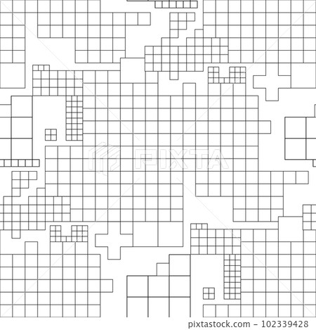 Abstract seamless plaid pattern of graphic rectangles in a pixel art style. 102339428