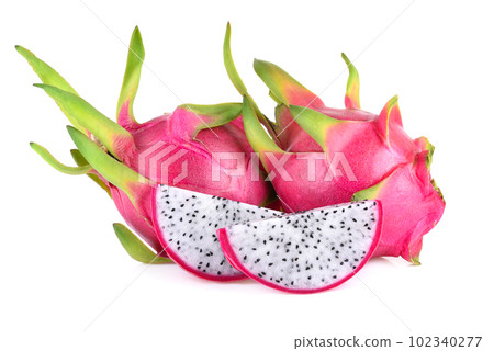 Dragon fruit, Pitaya or Pitahaya isolated on white background 102340277