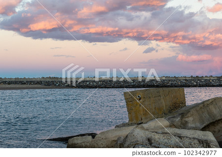 茨城縣日立市愛色港的岩石海岸 102342977