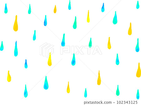 Watercolor style hand-drawn bright rain pattern blue yellow 102343125