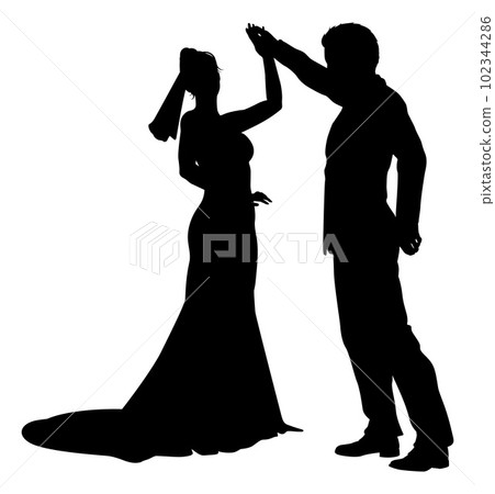 Bride And Groom Couple Wedding Dress Silhouettes Bride And Groom Couple Wedding Dress Silhouettes 102344286