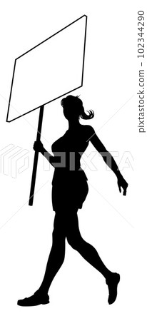 Protest Rally March Picket Sign Silhouette Person Protest Rally March Picket Sign Silhouette Person 102344290