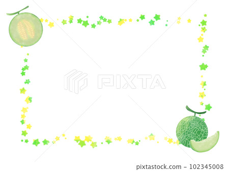 Blue melon watercolor frame illustration material 102345008