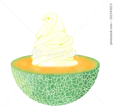 Ice cream material with half red meat melon 102345013
