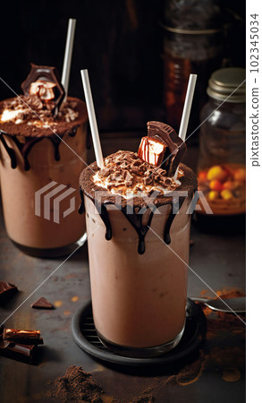 Death chocolate milkshake recipe food and home entertaining, AI generated, AI generativ. 102345034