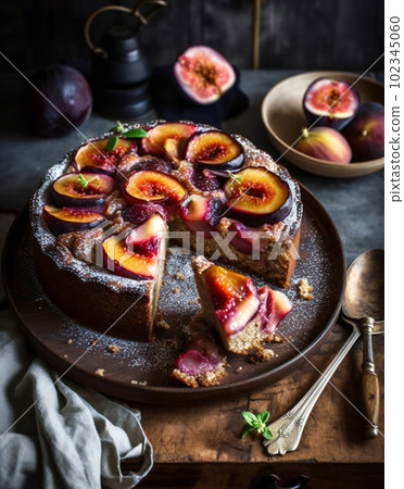 Rebel recipes plum fig and almond cake, AI generated, AI generativ. 102345060