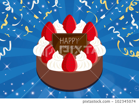 生日巧克力蛋糕派對五彩紙屑集中線 102345074