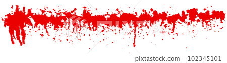 Red blood drips brush on white background. Scarlet paint, wine or sauce splash on wall 102345101