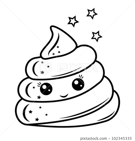 Unicorn kawaii poop, black outline, vector illustration in doodle style Unicorn kawaii poop, black outline, vector illustration in doodle style 102345335