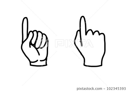Hand with first finger in outline doodle style.-插圖素材 [102345393] - PIXTA圖庫