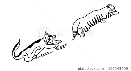 Funny cat in cartoon hand drawn outline doodle style. Funny cat in cartoon hand drawn outline doodle style. 102345409