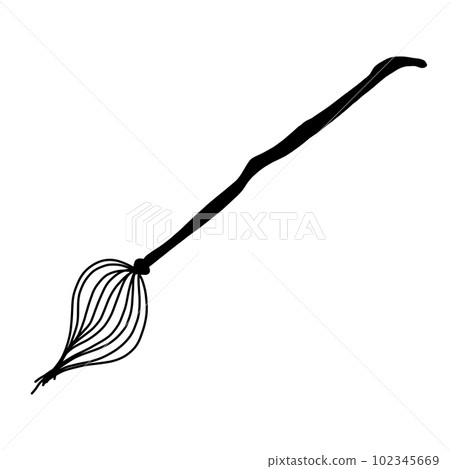 Cartoon witch broom. Magic broom. Halloween. Cartoon doodle style. 102345669