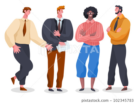 Business people group communicating. Smiling friendly colleagues wearing in formal clothes 102345783
