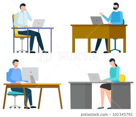 People Working in Office on Laptops and Computers 102345791