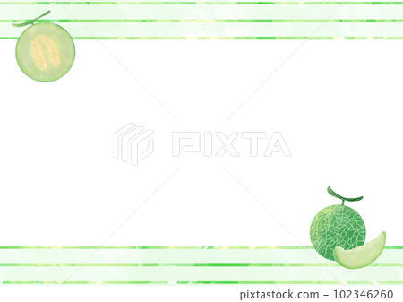 Blue melon watercolor frame illustration material 102346260