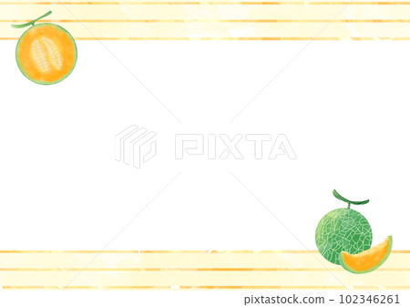 Red meat melon watercolor frame illustration material Red meat melon watercolor frame illustration material 102346261