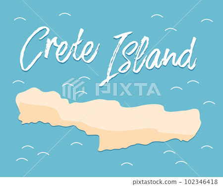 Crete island travel map vector illustration. Drawing of the territory of the part of Greece Crete island travel map vector illustration. Drawing of the territory of the part of Greece 102346418