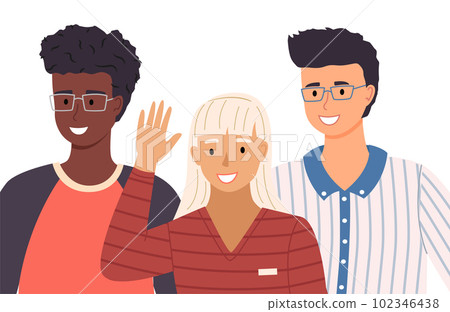 Group of young people of different nationalities on white background. Smiling man and woman portrait Group of young people of different nationalities on white background. Smiling man and woman portrait 102346438