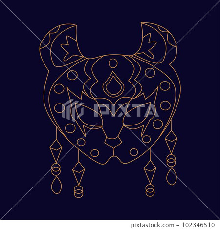 Golden lynx mask Hand draw boho fantasy art for poster or t-shirt Golden lynx mask Hand draw boho fantasy art for poster or t-shirt 102346510