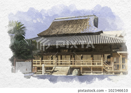 德島縣上板町安樂寺水彩畫四國八十八寺第6號 德島縣上板町安樂寺水彩畫四國八十八寺第6號 102346610