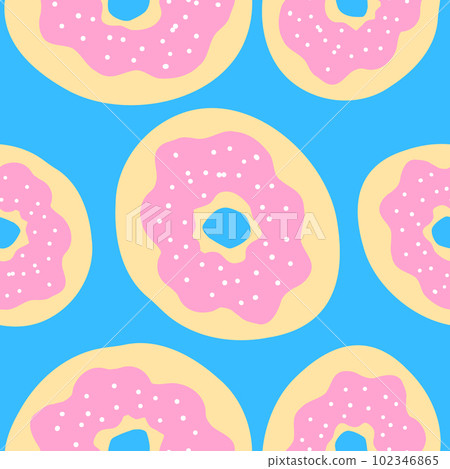 Seamless donuts pattern in cartoon flat style 102346865