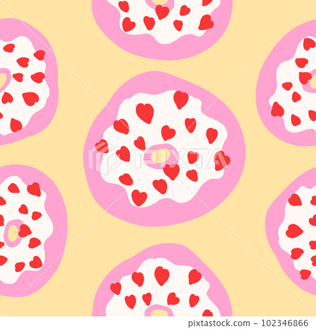 Seamless donuts pattern in cartoon flat style 102346866