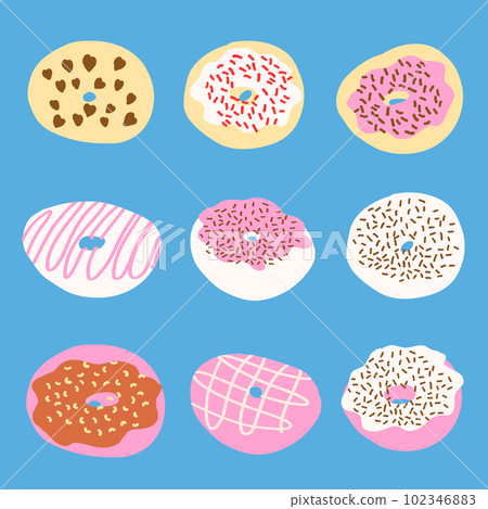 Donuts vector set in cartoon flat style - Stock Illustration [102346883 ...