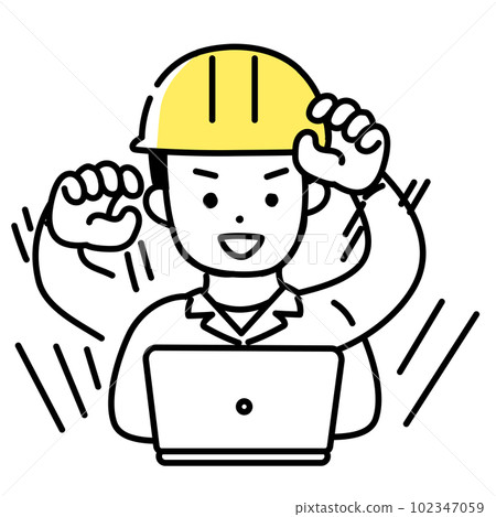 插圖系列可愛的人_男工_進步 102347059
