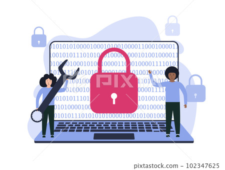 Data protection concept. Network data security on laptop 102347625