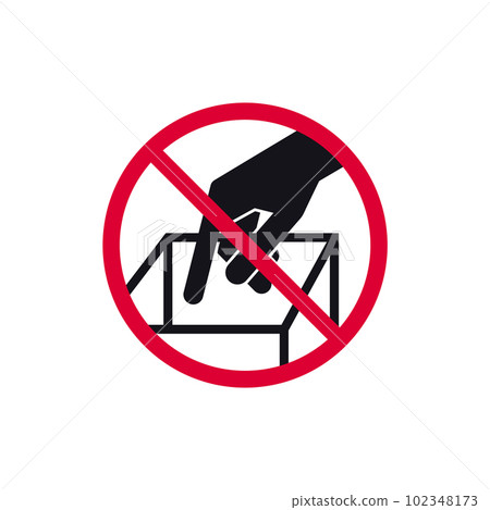 Do not reach in prohibited sign, forbidden modern round sticker, vector illustration 102348173