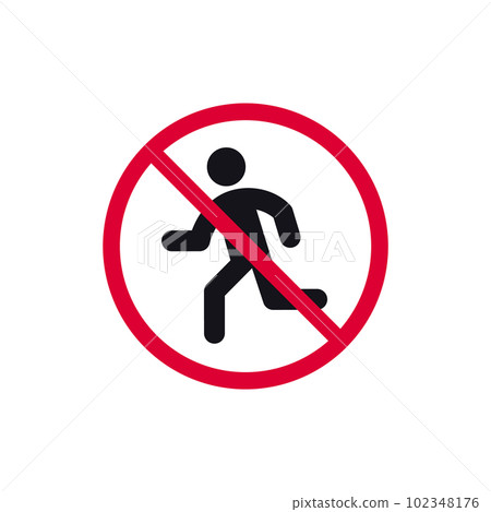 No running prohibited sign, no runner forbidden modern round sticker, vector illustration 102348176