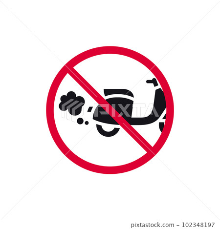 No exhaust prohibited sign, no emitting exhaust fumes forbidden modern round sticker, vector illustration 102348197