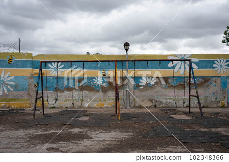 swings on run down playground, Damascus, Syria swings on run down playground, Damascus, Syria 102348366