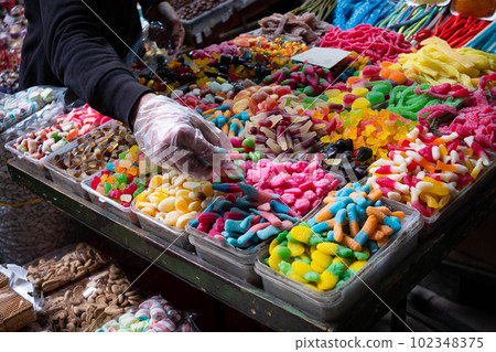 candy and jelly sweets for sale on market candy and jelly sweets for sale on market 102348375