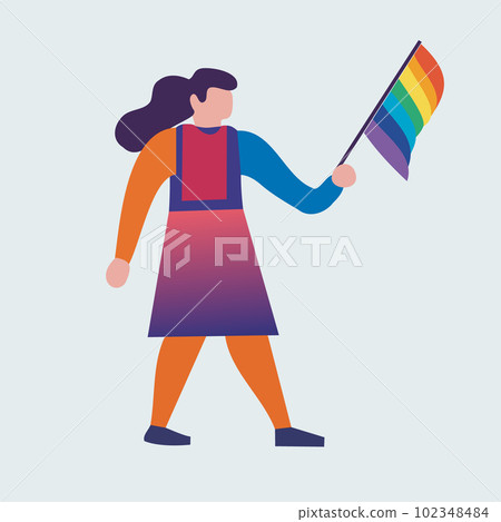 LGBT community. LGBTQ Pride Parade. Gay and lesbian character. Vector illustration of a person's character 102348484