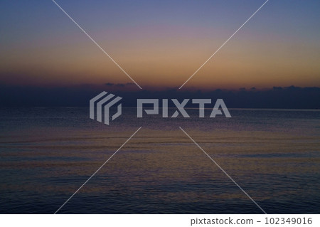 Calm on sea in early morning at sunrise, close-up, tourist concept of vacation 102349016
