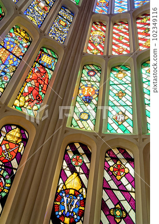 Stained glass window at Hampton Court Palace - London Stained glass window at Hampton Court Palace - London 102349116