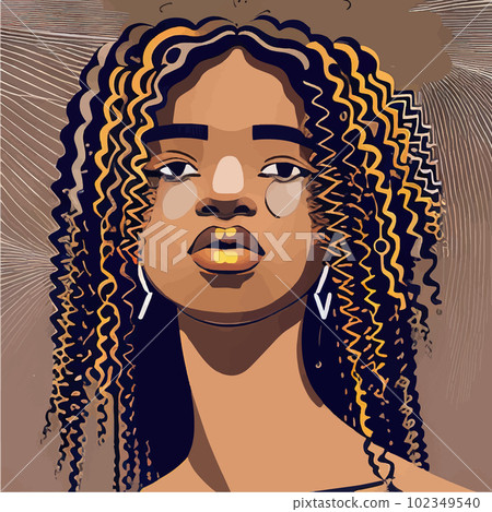 Black Afro African American girl woman lady vector illustration portrait 102349540