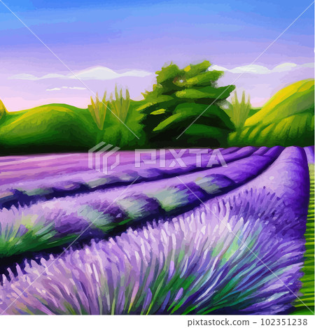 Purple lavender bloom. Purple fragrant lavender flowers. Illustration Purple lavender bloom. Purple fragrant lavender flowers. Illustration 102351238
