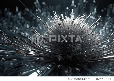 Network technology polygonal sphere digital silver abstract background. Low poly 3d sphere made with generative AI Network technology polygonal sphere digital silver abstract background. Low poly 3d sphere made with generative AI 102352445