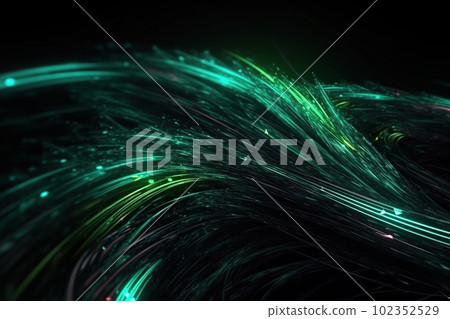 Network technology futuristic tech green energy background. Low poly 3d wire made with generative AI Network technology futuristic tech green energy background. Low poly 3d wire made with generative AI 102352529